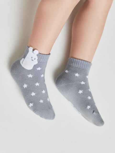 Серые носки из хлопка с декоративным 3D-пикотом “Rabbit” - купить в интернет-магазине Conte
