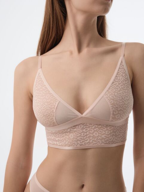 Бюстье с треугольными чашками из анималистичного кружева и сетки SAVAGE LBE 2533 - купить в интернет-магазине Conte