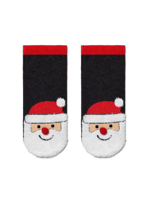 Short Christmas socks "Santa Claus" with fluffy thread and pompom - buy in the online store Conte