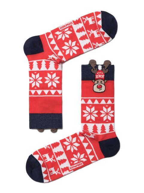 Christmas socks "Rudolph" with ornament and picot - buy in the online store Conte